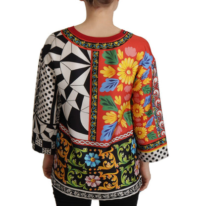 Dolce & Gabbana Multicolor Printed Baroque Loose Long Sleeve