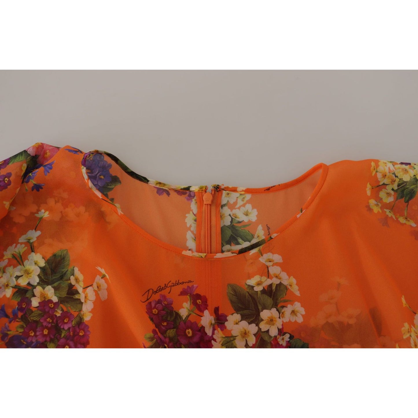 Elegant Floral Silk Blouse with Back Zipper