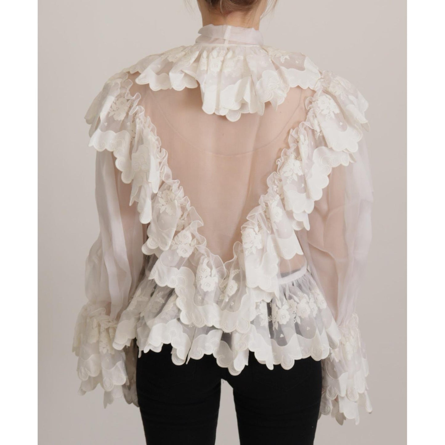 Elegant White Lace Silk-Cotton Top