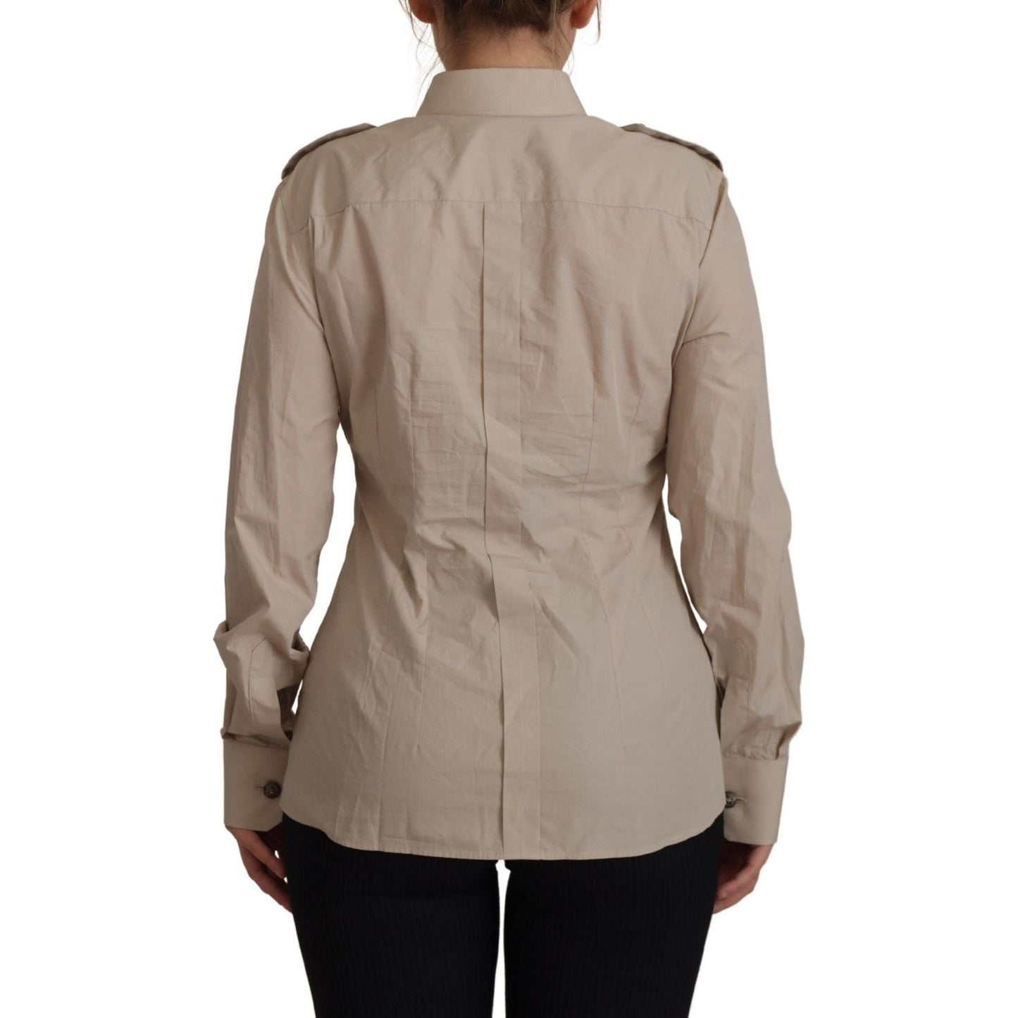 Dolce & Gabbana Elegant Beige Cotton Long Sleeve Shirt Dolce & Gabbana