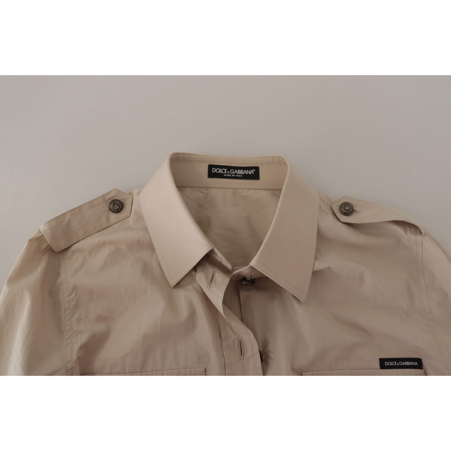 Dolce & Gabbana Elegant Beige Cotton Long Sleeve Shirt Dolce & Gabbana