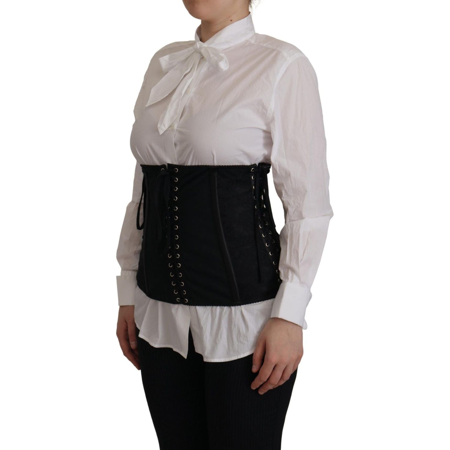 Elegant Black Corset Waist Strap Top