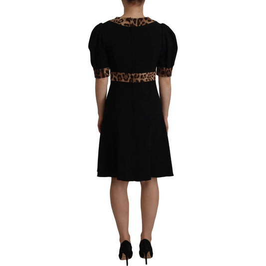 Elegant Black V-Neck A-Line Dress Dolce & Gabbana