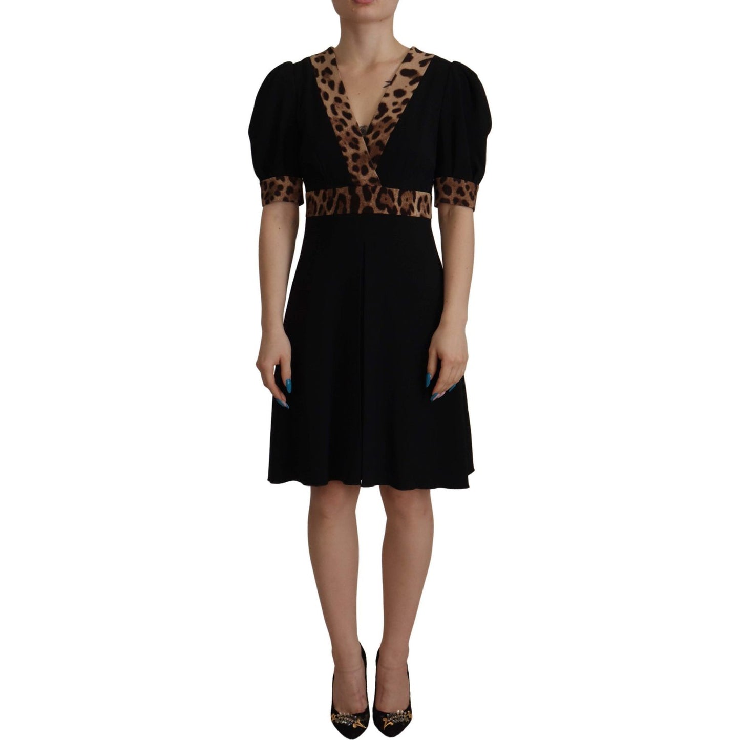 Elegant Black V-Neck A-Line Dress