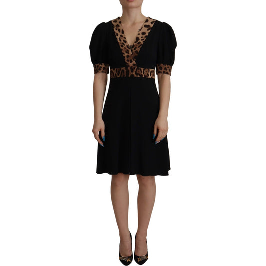 Elegant Black V-Neck A-Line Dress Dolce & Gabbana