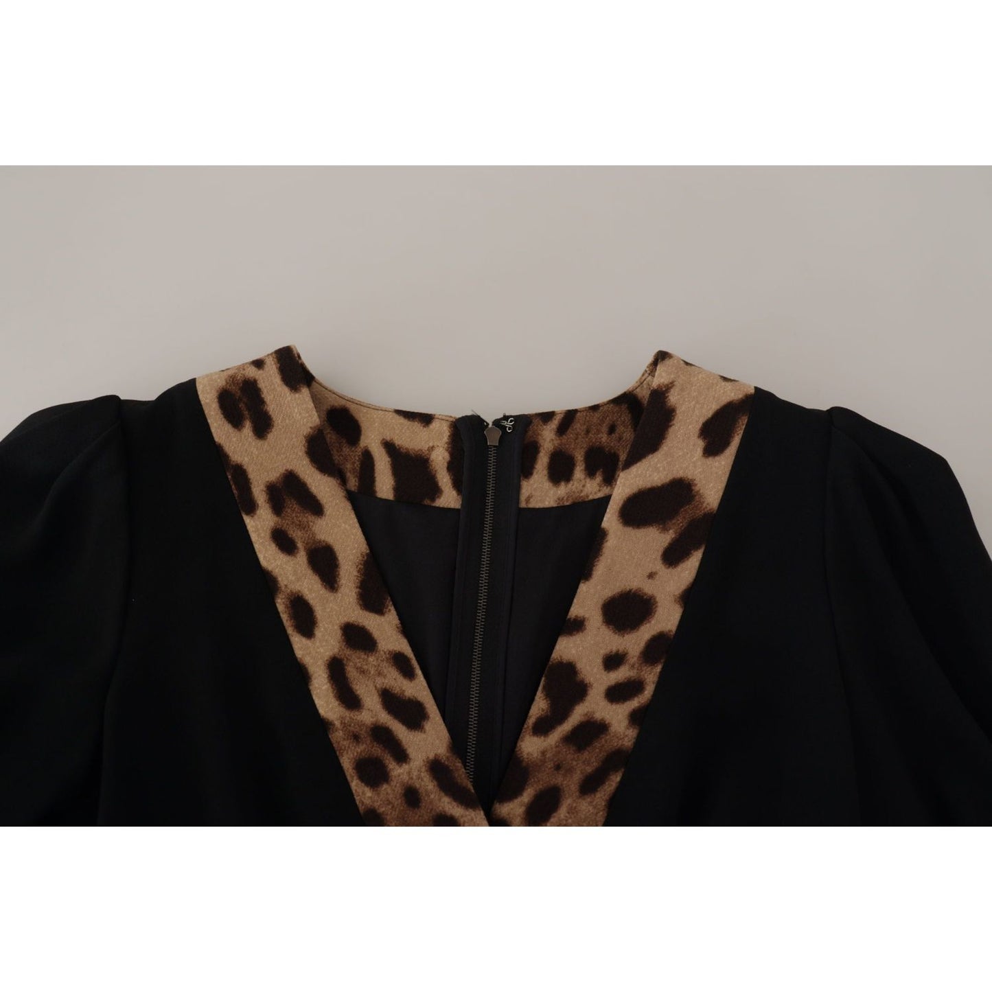 Dolce & Gabbana Black Leopard A-line Knee Length Dress