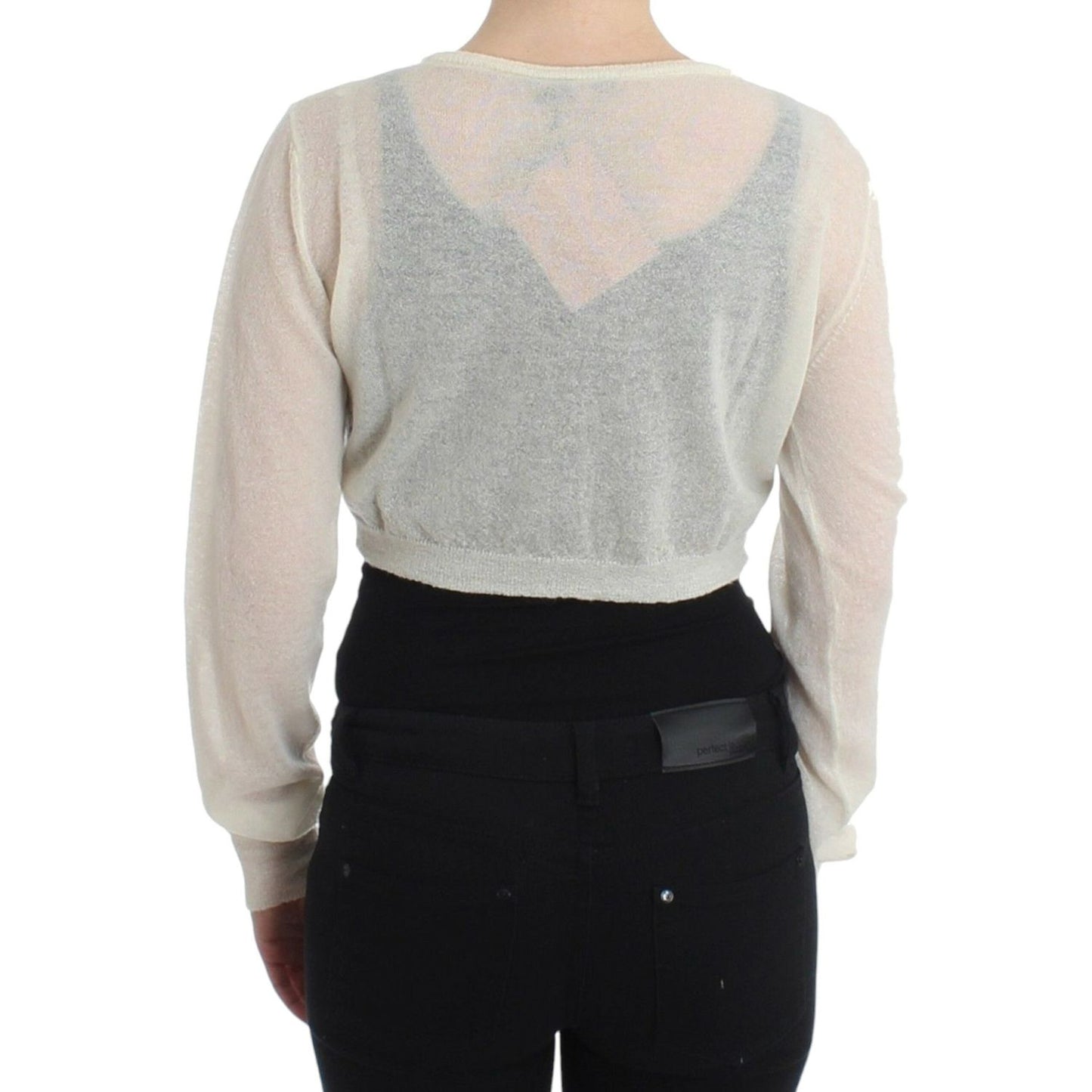 Ermanno Scervino Chic Cropped Alpaca Blend Sweater lingerie-knit-cropped-wool-sweater-cardigan-1