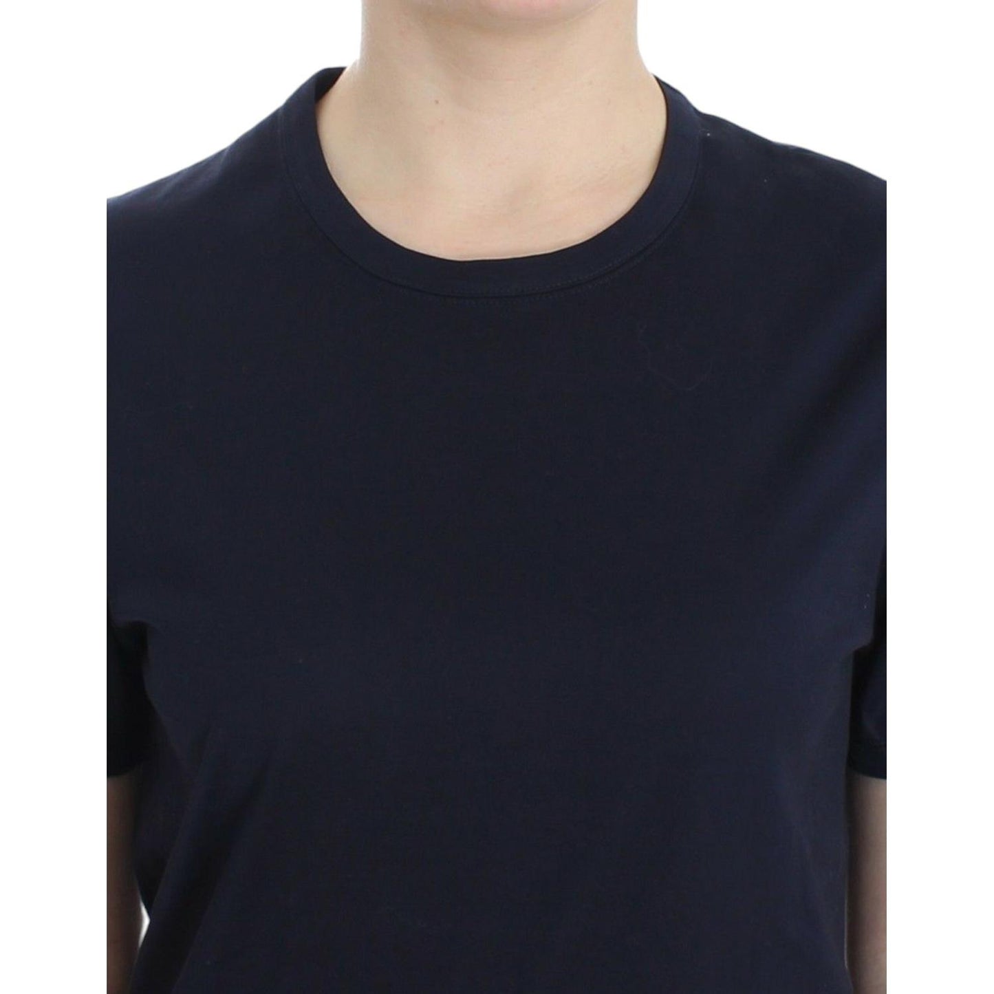 Ermanno Scervino Elegant Blue Cotton Sweater lingerie-blue-crewneck-cotton-logo-t-shirt