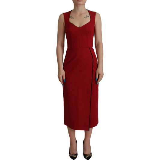 Elegant Red Bodycon Midi Dress Dolce & Gabbana