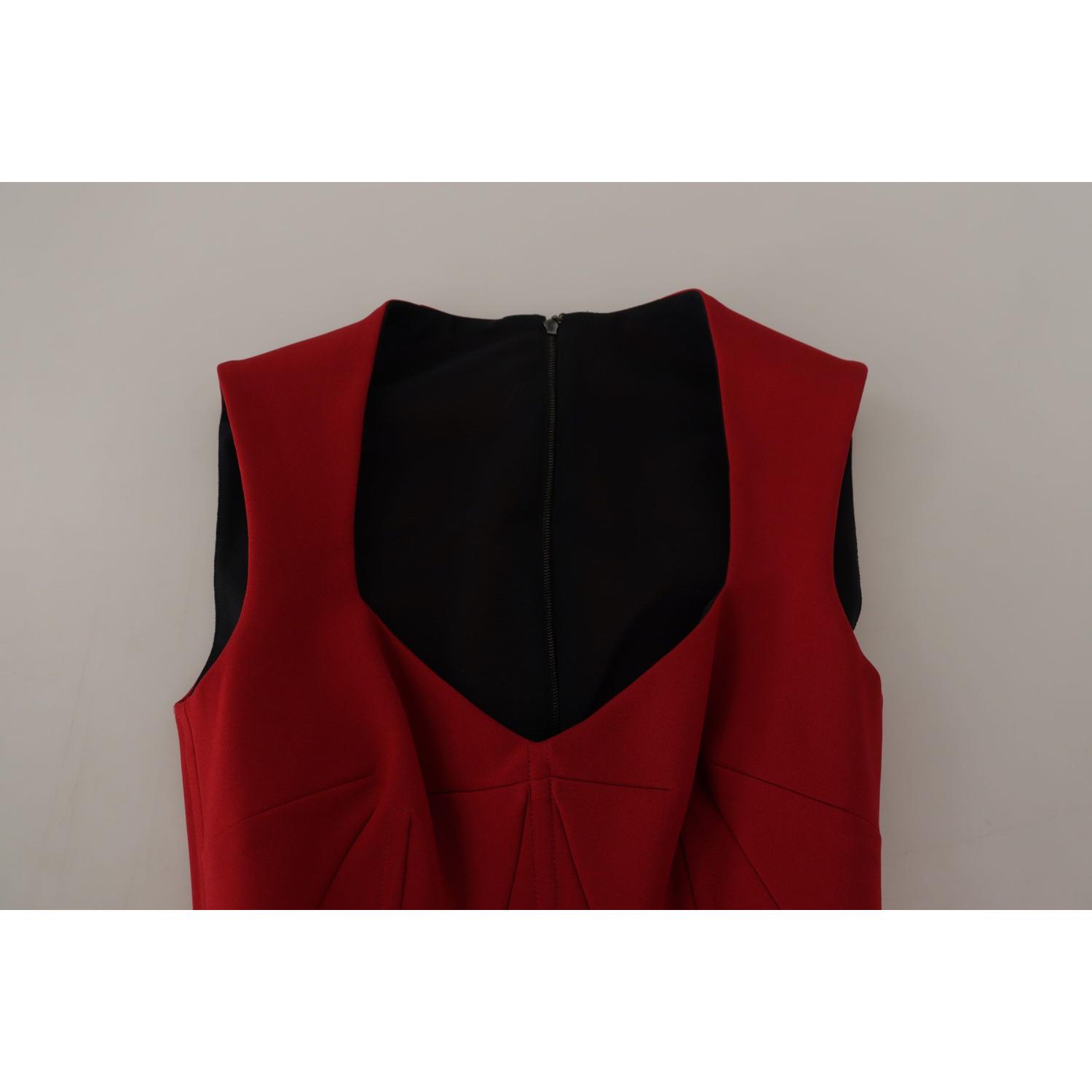 Dolce & Gabbana Red Sweetheart Neck Bodycon Midi Dress