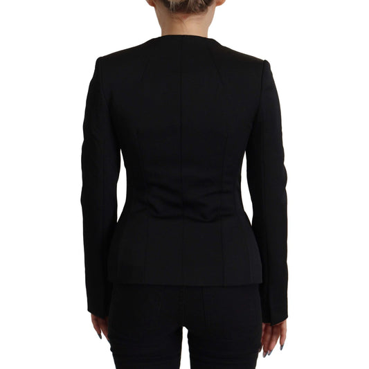 Sleek Black Snap Jacket with Silk Lining