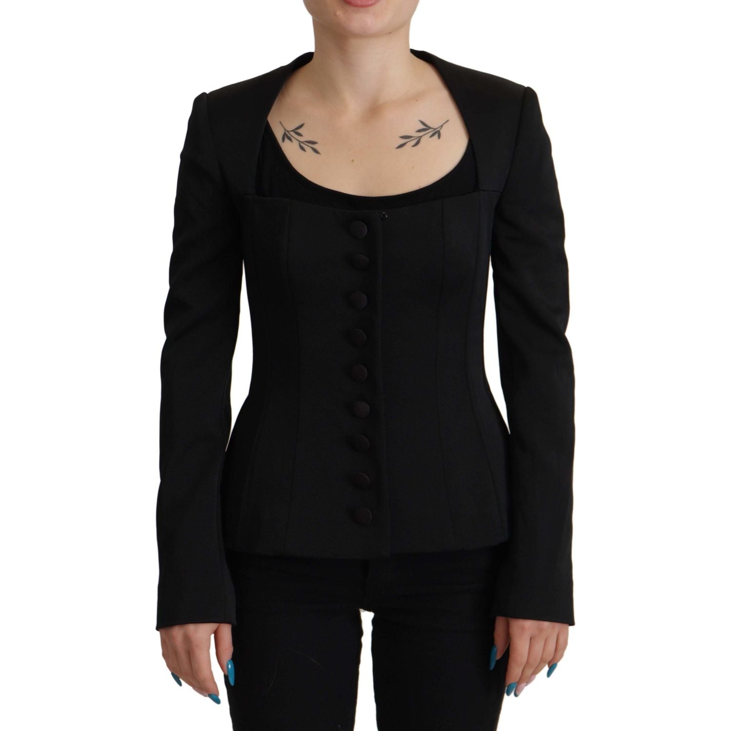 Dolce & Gabbana Black Slim Fit Long Sleeves Snap Jacket