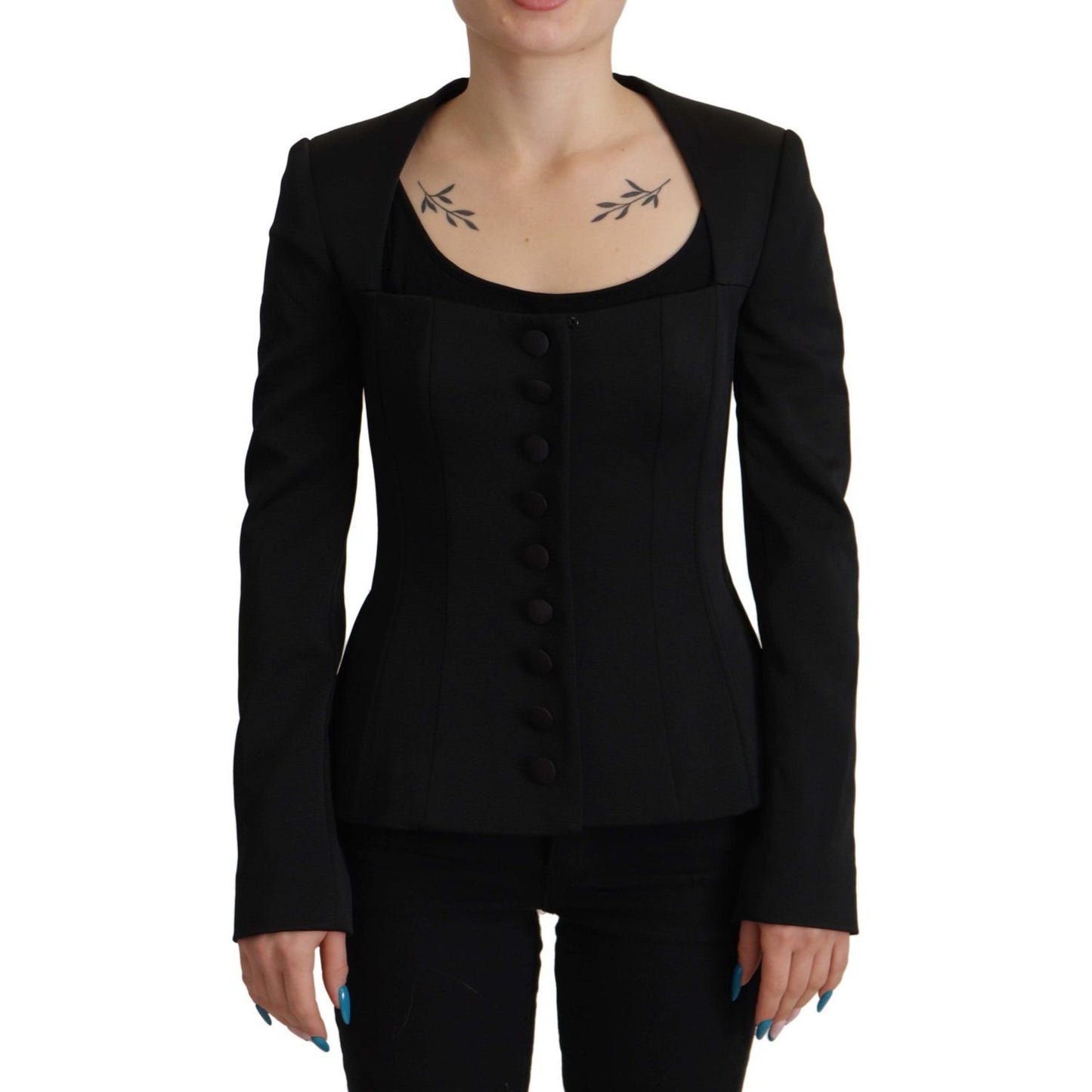 Sleek Black Snap Jacket with Silk Lining