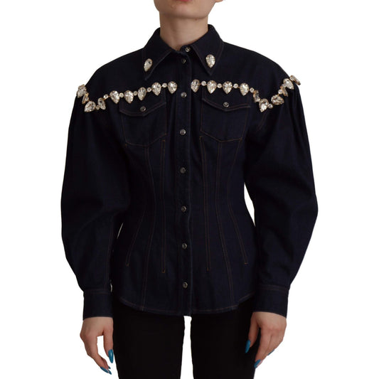 Elegant Crystal-Embellished Denim Jacket Dolce & Gabbana