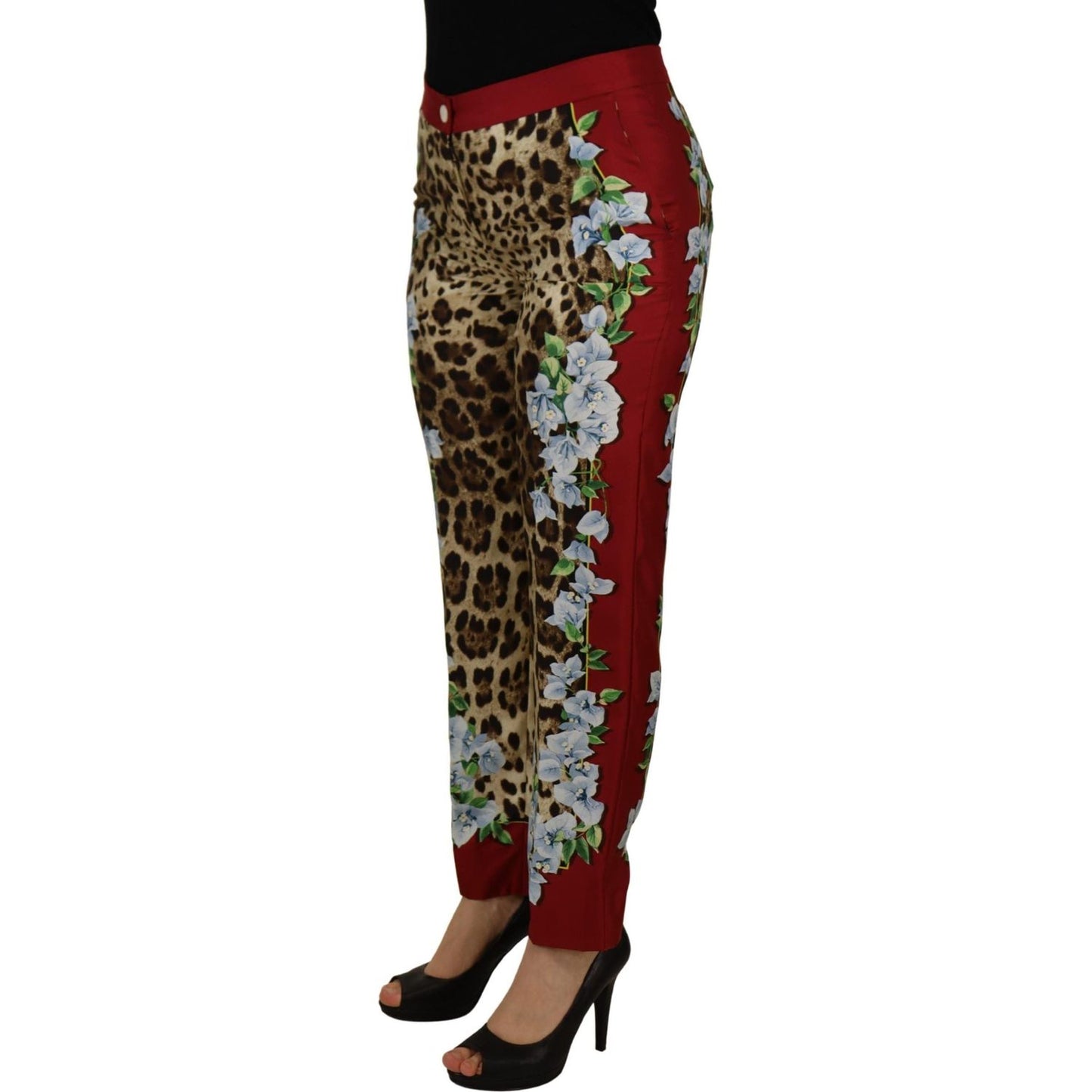 Elegant Multicolor High Waist Silk Pants