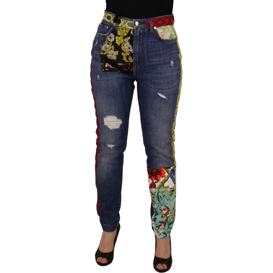 High Waist Patchwork Skinny Denim