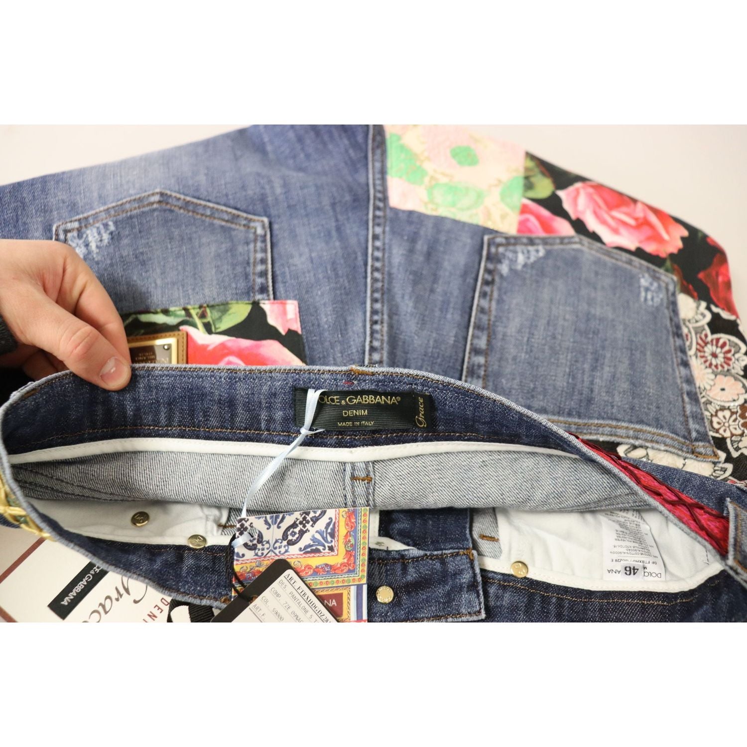 Dolce & Gabbana Blue Patchwork High Waist Denim Jeans