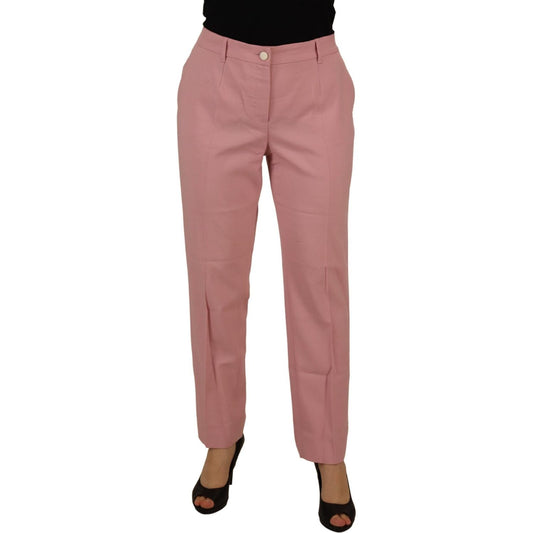 Chic MidWaist Virgin Wool Pink Pants Dolce & Gabbana