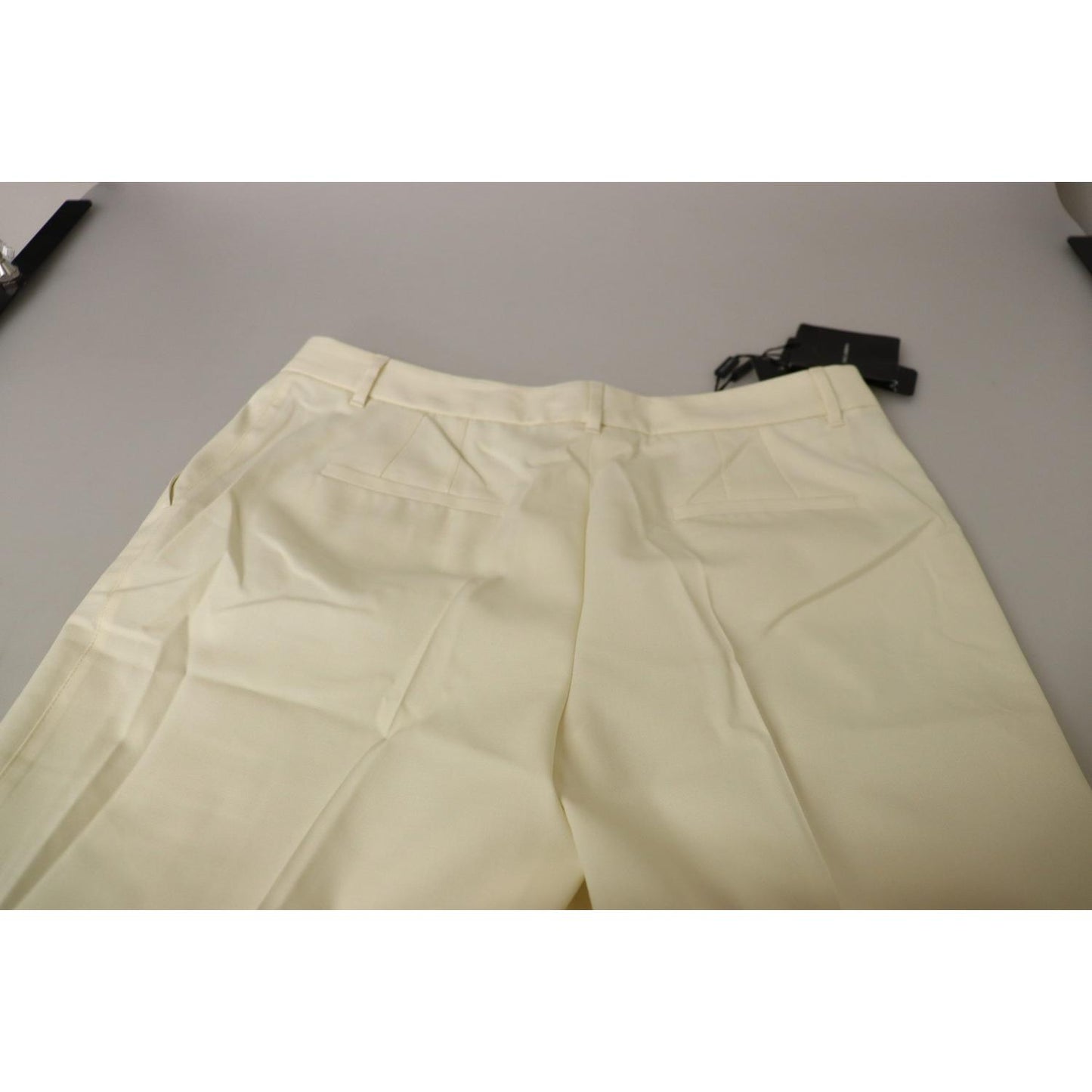 Elegant Ivory High-Waist Wool Pants