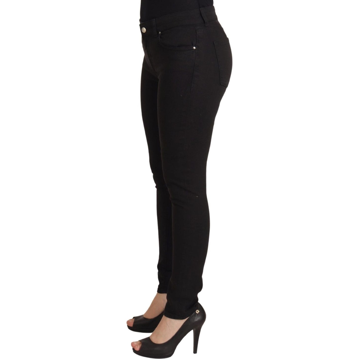 Sleek Black Cotton Stretch Skinny Jeans