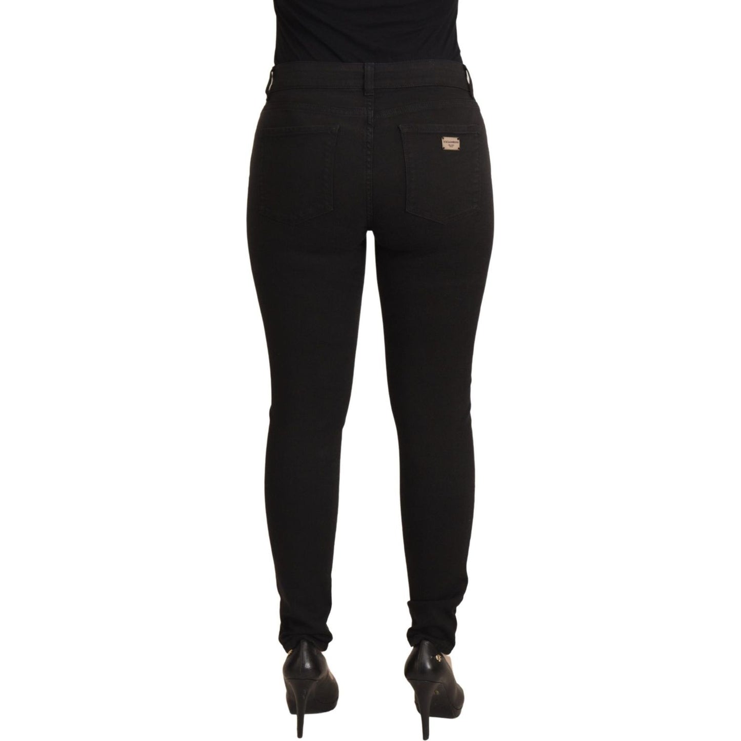 Sleek Black Cotton Stretch Skinny Jeans