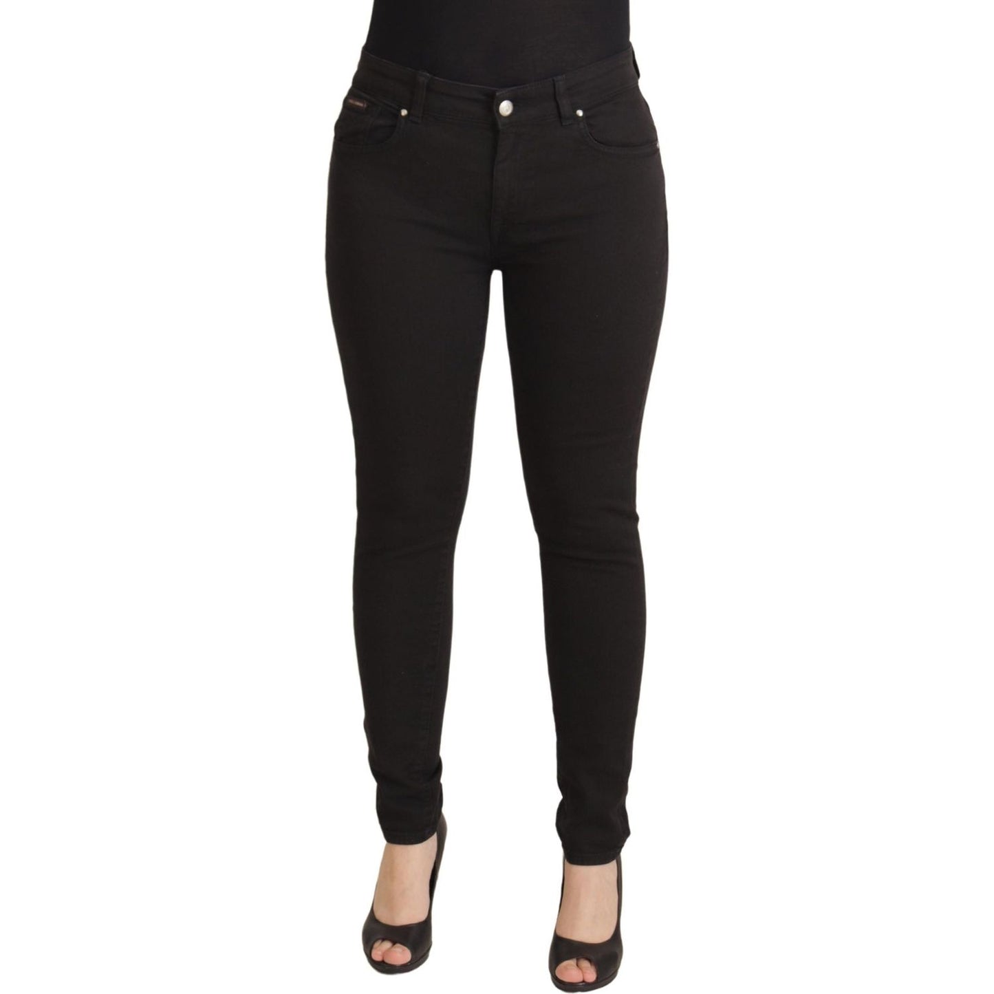 Sleek Black Cotton Stretch Skinny Jeans