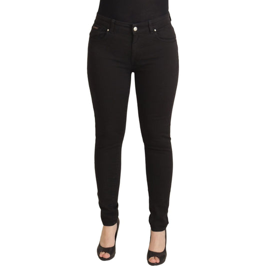 Sleek Black Cotton Stretch Skinny Jeans