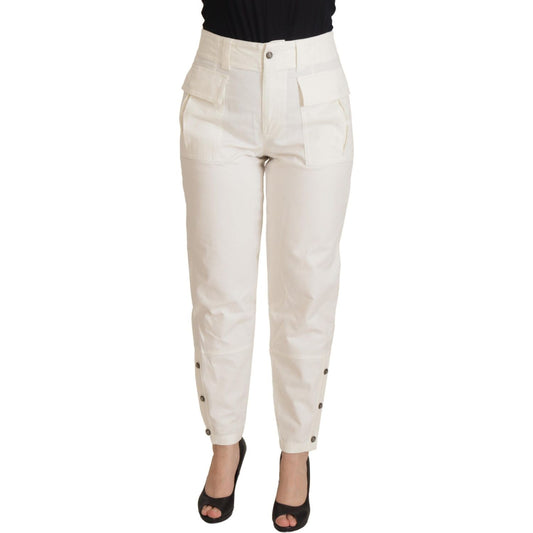 Elegant White High-Waist Tapered Trousers