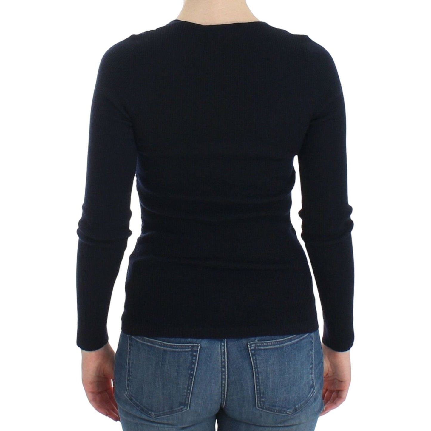 Ermanno Scervino Chic Blue Wool Blend Sweater blue-knitted-wool-stretch-sweater-top