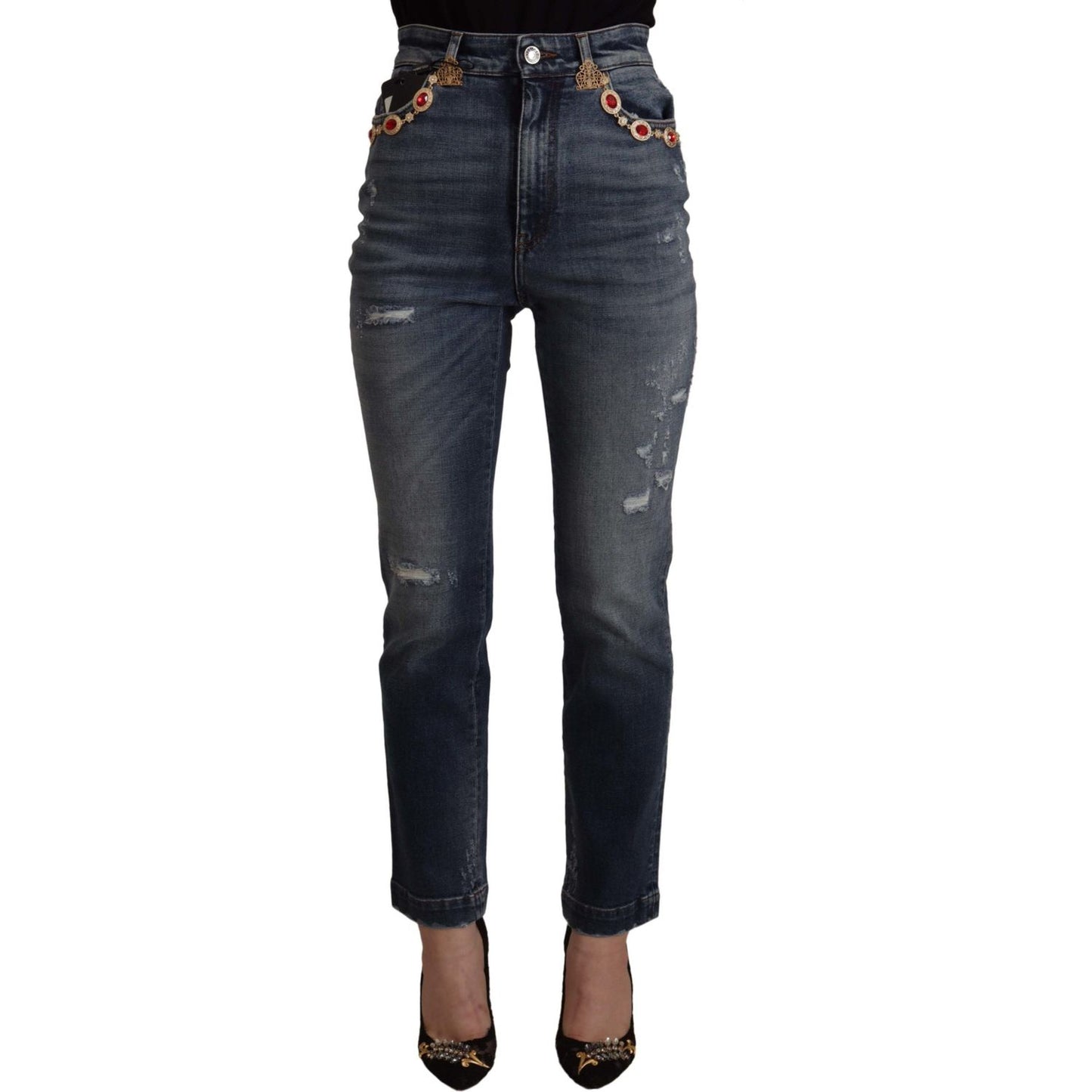 High Waist Skinny Designer Jeans in Blue