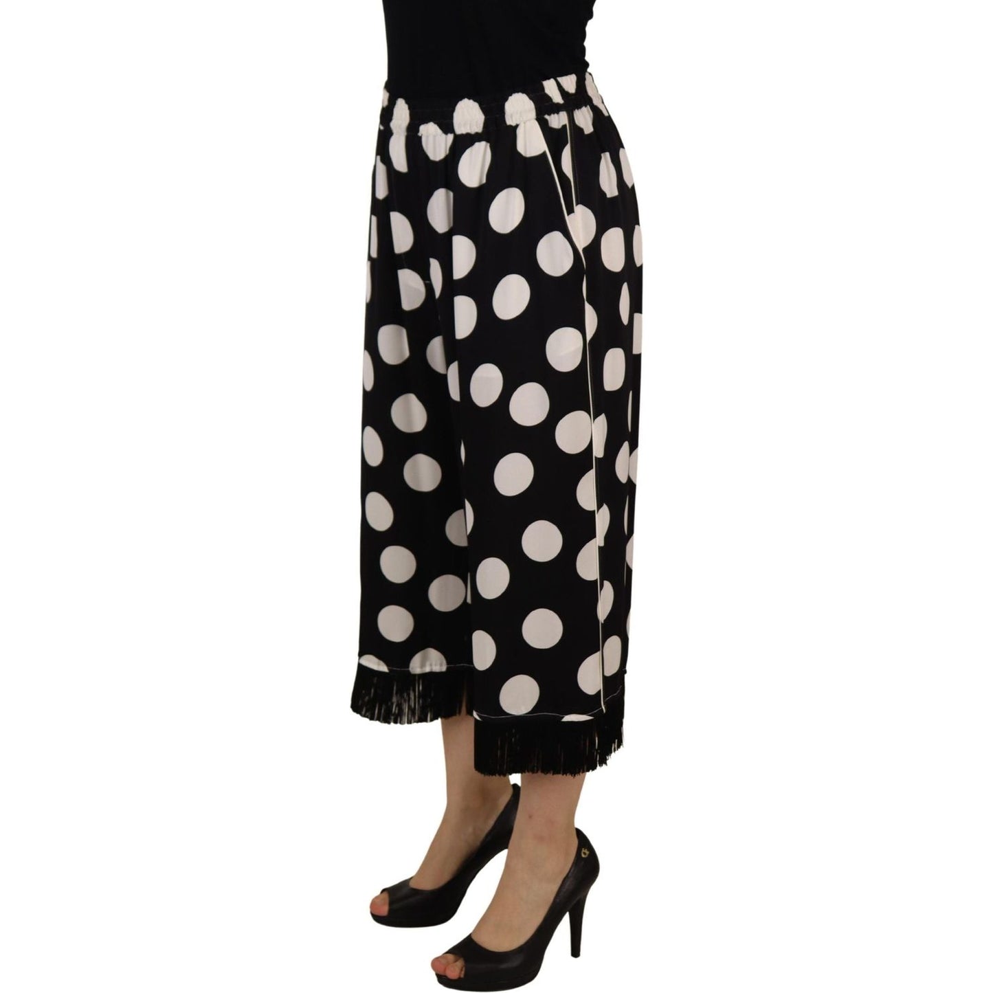 Polka Dot Silk Mid Waist Pants