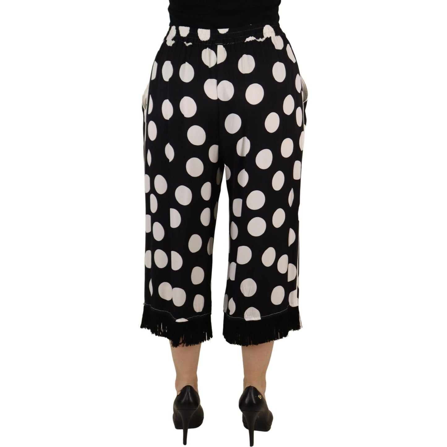 Polka Dot Silk Mid Waist Pants