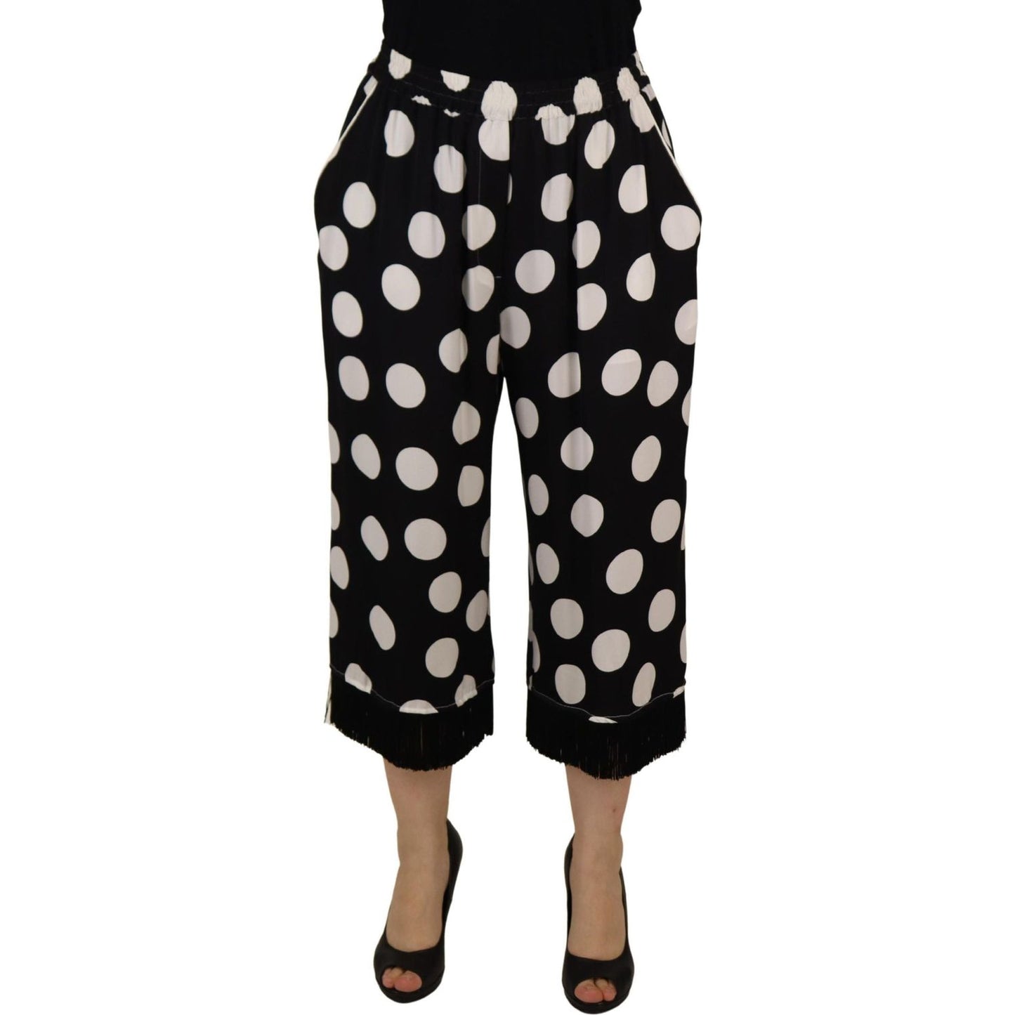 Polka Dot Silk Mid Waist Pants