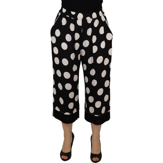 Polka Dot Silk Mid Waist Pants