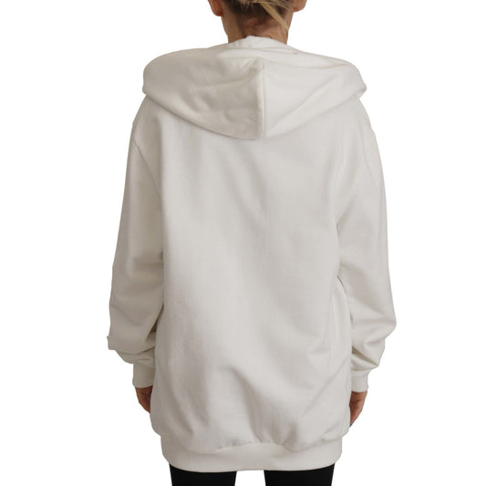 Chic White Hooded Pullover Sweater