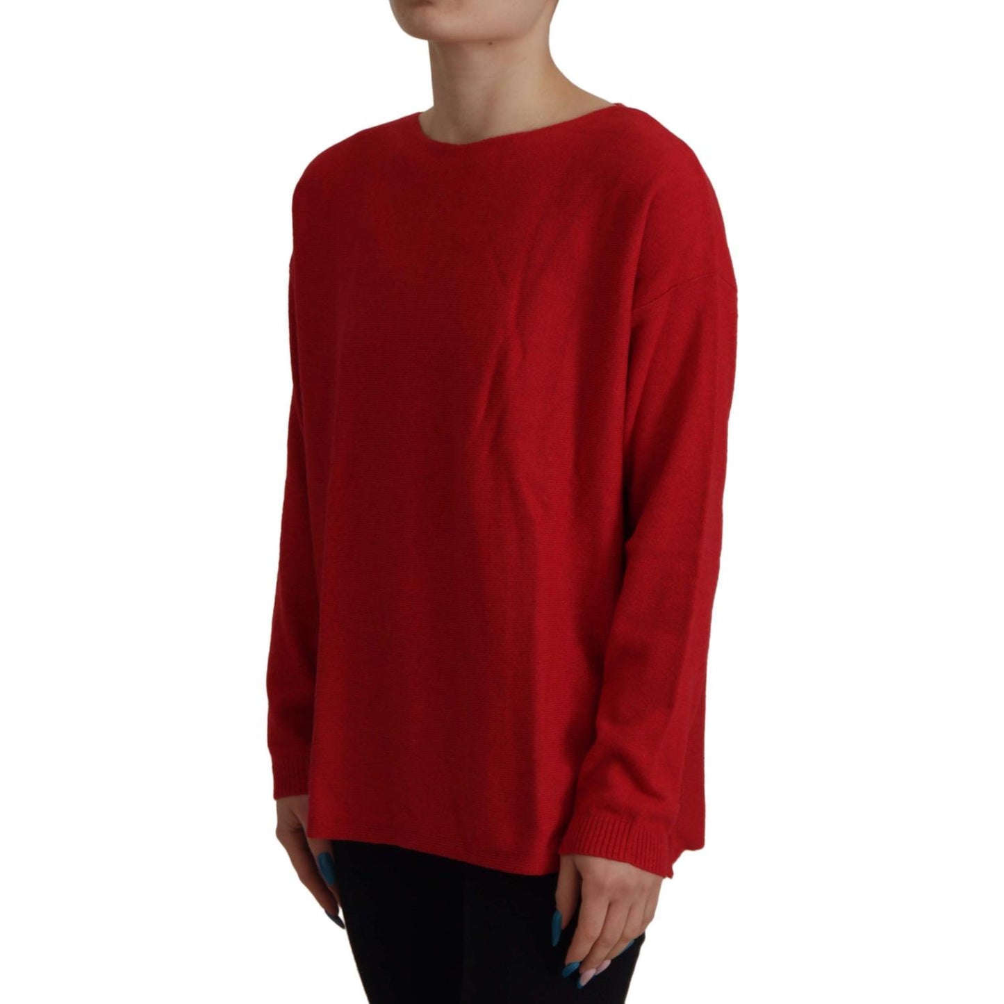 Dolce & Gabbana Red Wool Knit Round Neck Pullover Sweater