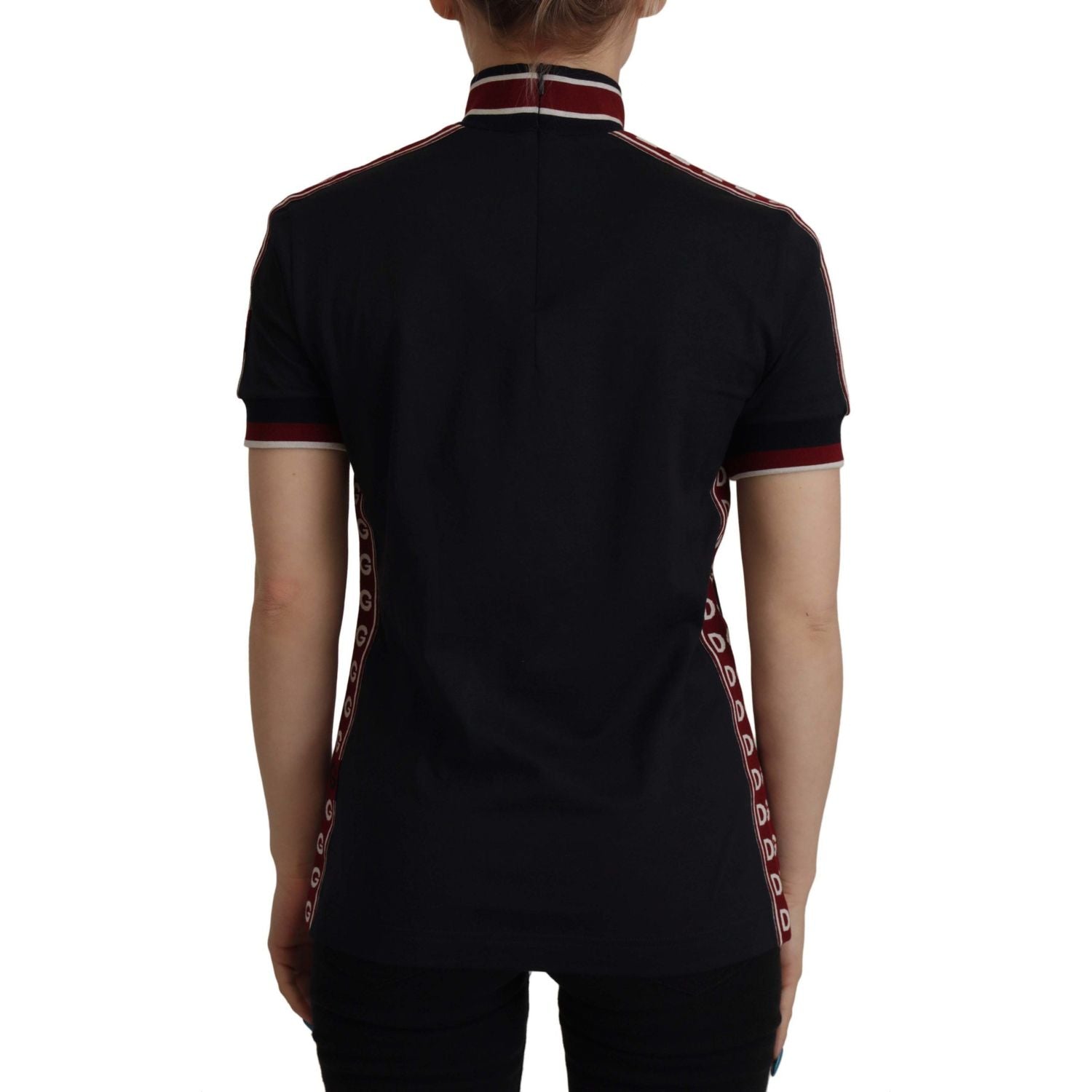 تي شيرت دولتشي آند غابانا الأنيق المصنوع من القطن باللون الأسود برقبة عالية