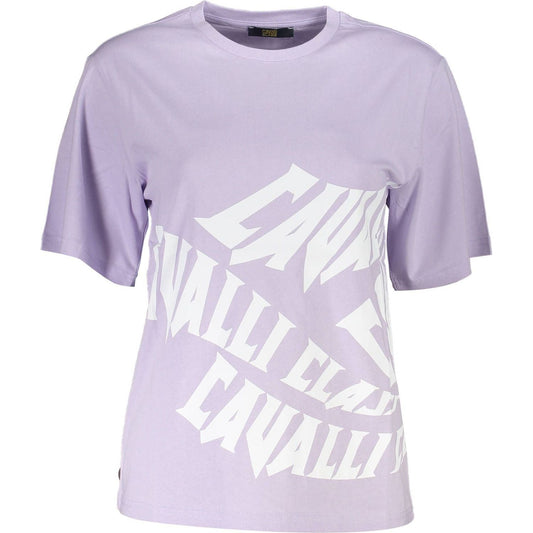 Elegant Purple Print Tee with Chic Logo