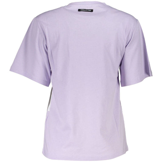 Elegant Purple Print Tee with Chic Logo