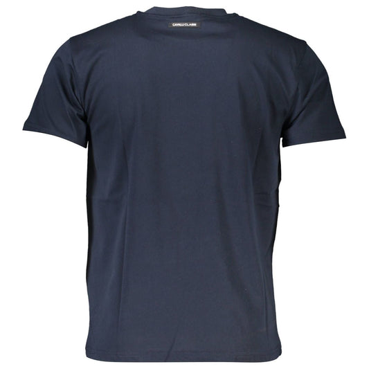 Cavalli Class Elegant Blue Round Neck Tee with Chic Print Cavalli Class