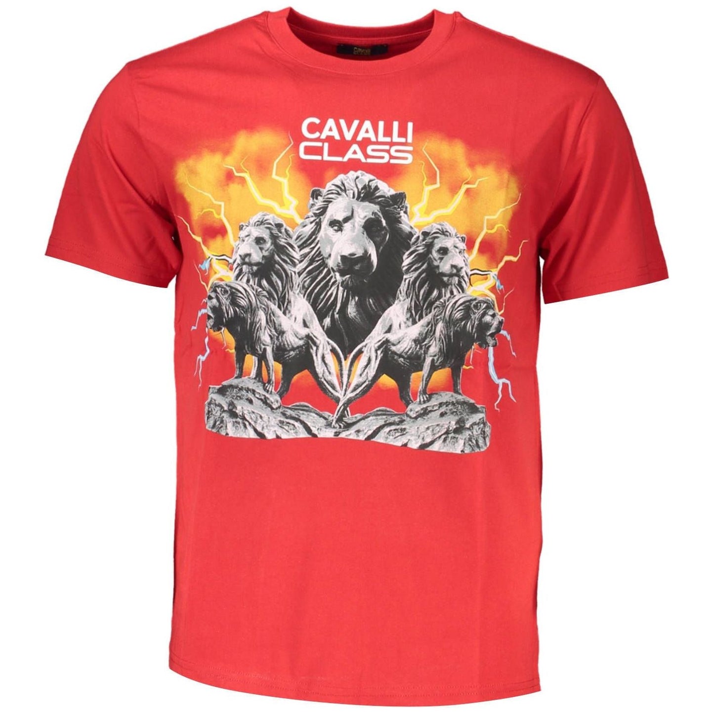 Cavalli Class Elegant Red Printed Tee with Classic Appeal Cavalli Class