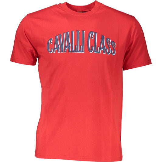 Cavalli Class Elegant Red Printed Logo Tee Cavalli Class