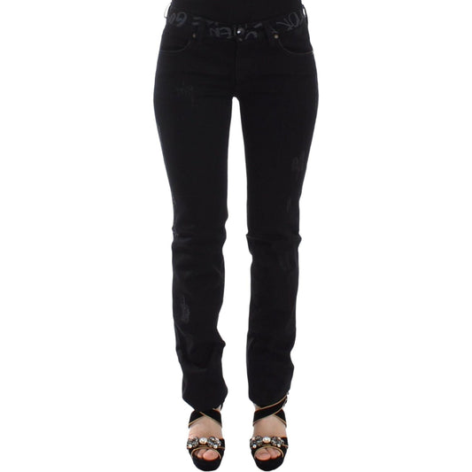 Ermanno Scervino Chic Black Skinny Statement Jeans Jeans & Pants black-slim-jeans-denim-pants-skinny-stretch