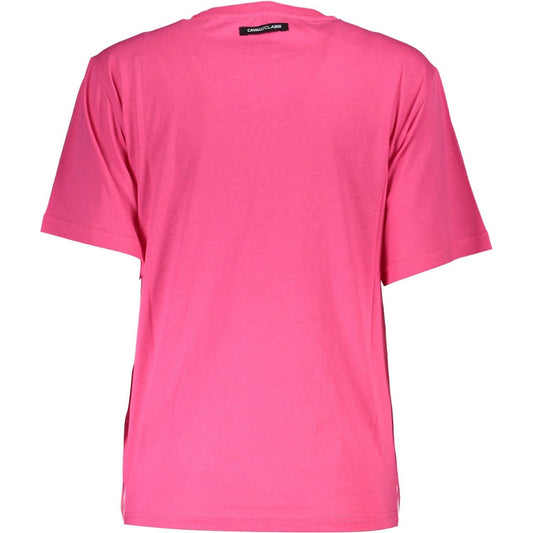 Elegant Pink Cotton Tee with Signature Print