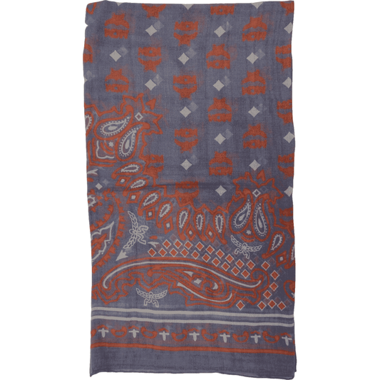 Stonewash Modal Silk Paisley Print Jacquard Scarf