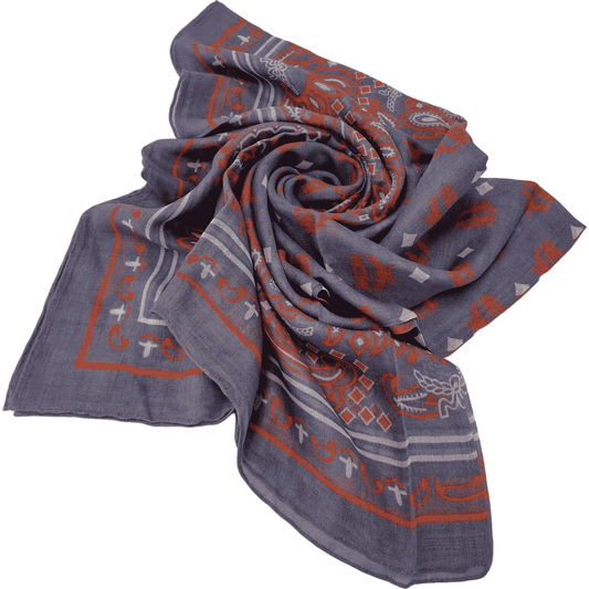 Stonewash Modal Silk Paisley Print Jacquard Scarf