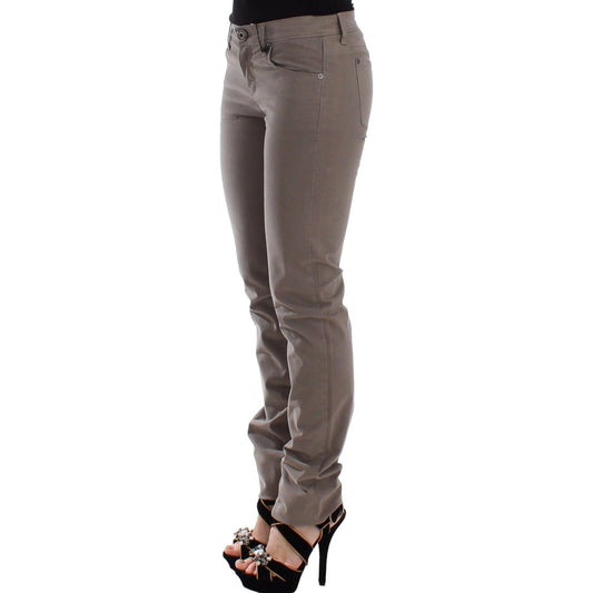 Ermanno Scervino Chic Taupe Skinny Jeans for Elevated Style taupe-beige-slim-jeans-denim-pants-skinny