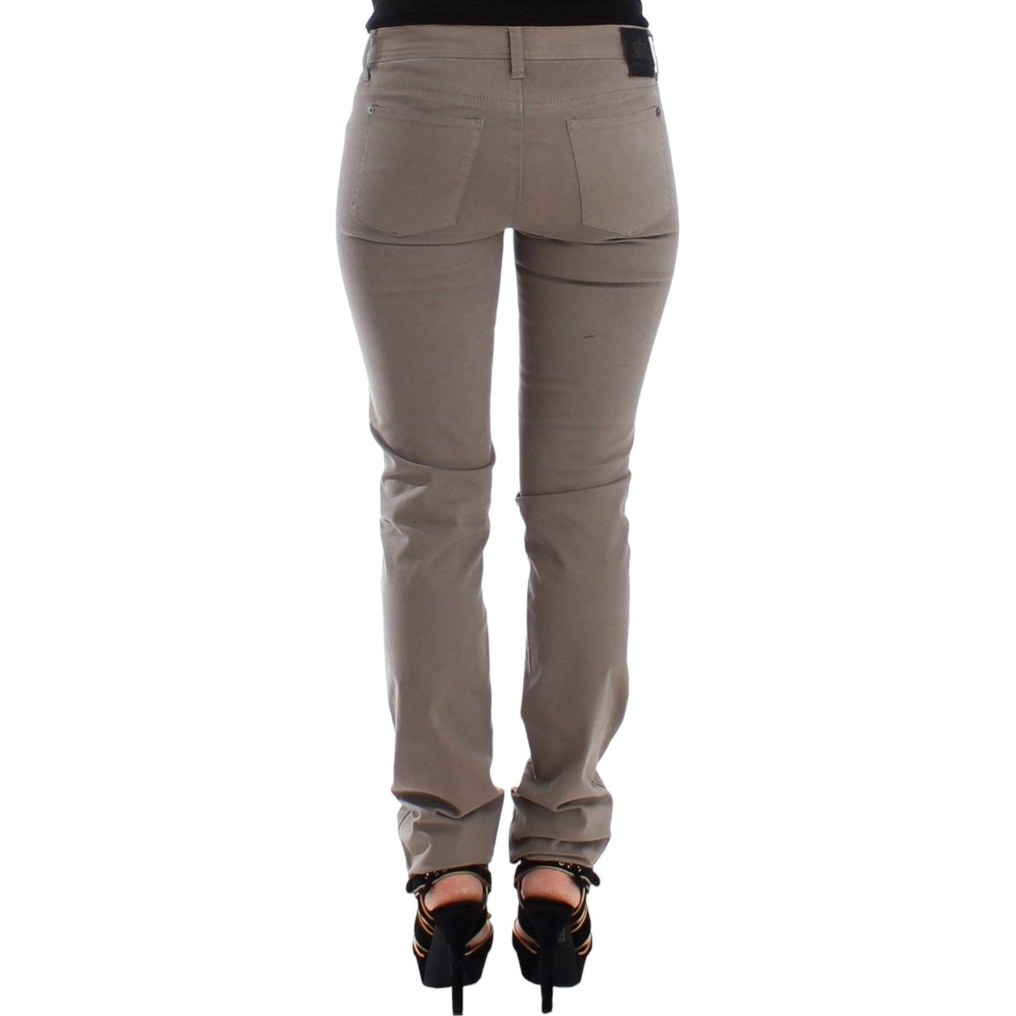 Ermanno Scervino Chic Taupe Skinny Jeans for Elevated Style taupe-beige-slim-jeans-denim-pants-skinny