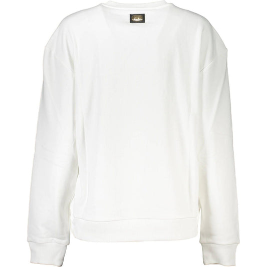 Chic White Printed Sweater with Cozy Brushed Interior Cavalli Class