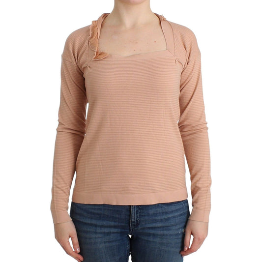 Ermanno Scervino Chic Striped Wool Blend Orange Sweater orange-wool-blend-striped-long-sleeve-top